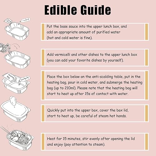 Vista 5 de Olla caliente autocalentable sin electricidad, olla de cocción automática Malatang Base de sopa instantánea de ramen, adecuada para camping, picnic