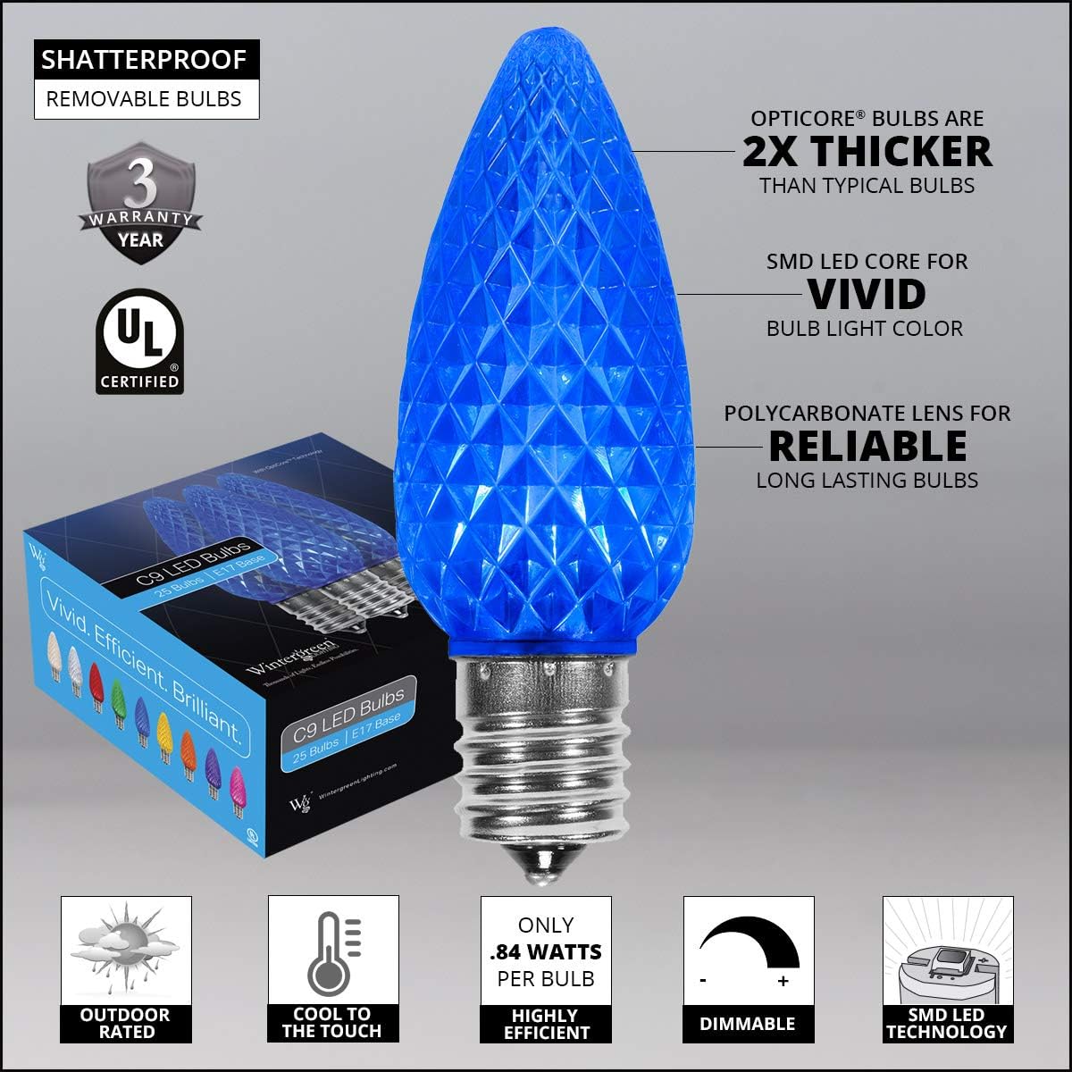 Hottest Sales C9 OptiCore LED Commercial Outdoor Christmas Lights – Heavy Duty Christmas String Lights; Green Wire (25 Lights, 25 ft, Multicolor Twinkle) Black Friday - 60% OFF C9 OptiCore LED Commercial Outdoor Christmas Lights – Heavy Duty Christmas String Lights; Green Wire (25 Lights, 25 ft, Multicolor Twinkle)