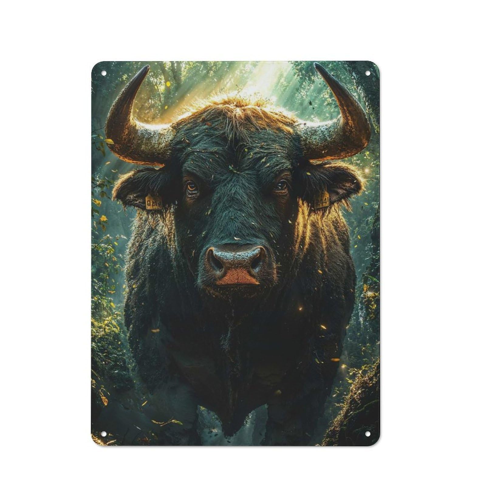Junmoney Bull In The Forest Metal Wall Sign 40X30cm Featuring For Bar Or Restaurant, For Bar Decor Enthusiasts