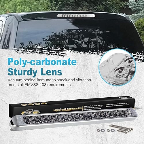 Miniatura 2 de PARTSam Kit de barra de luces LED de remolque de 17 pulgadas, lente transparente, doble fila, 40 LED, 2 luces traseras LED rojas de 17 pulgadas + 2