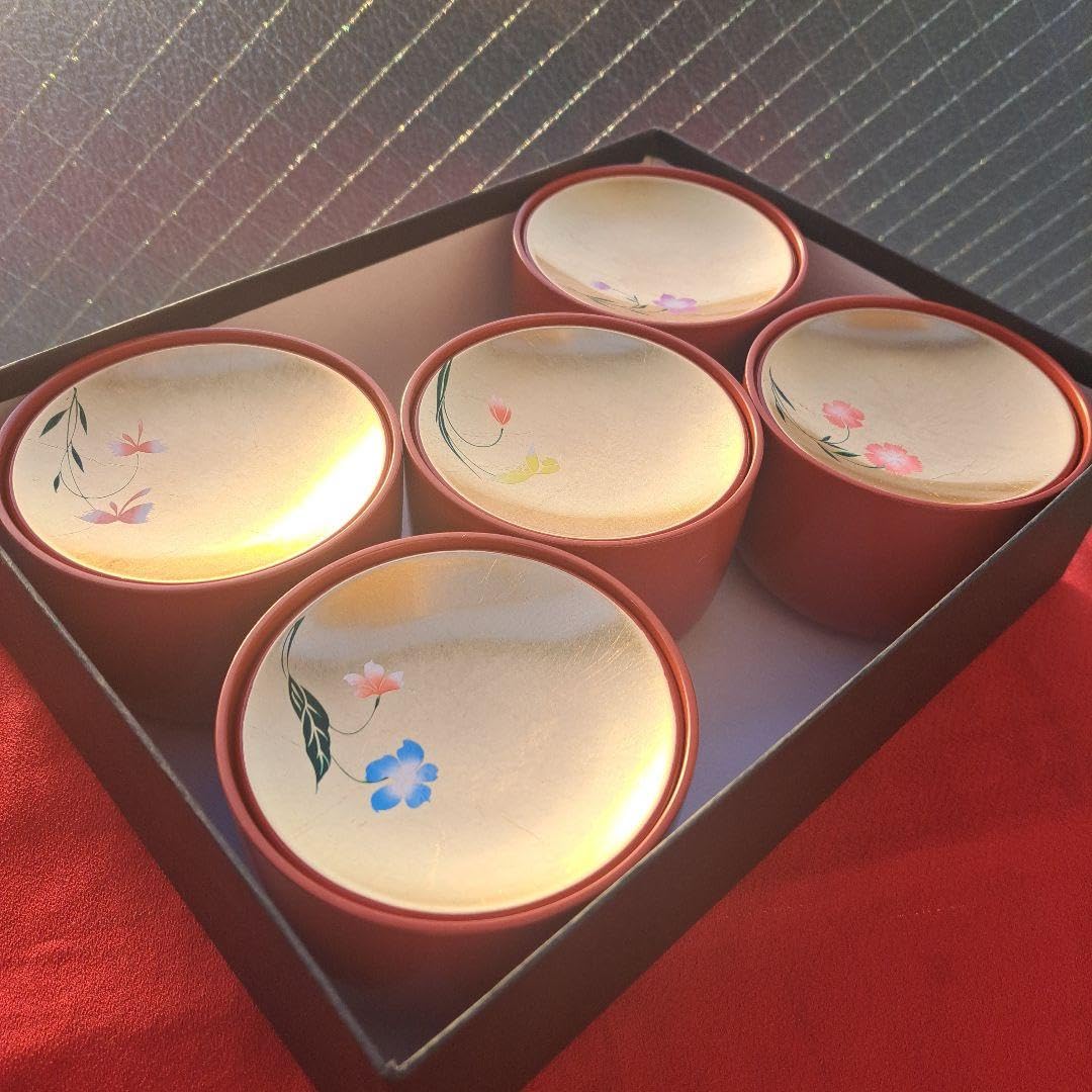 金沢金箔工芸品 四季草花 小吸物椀×10客セット】合成漆器 長期