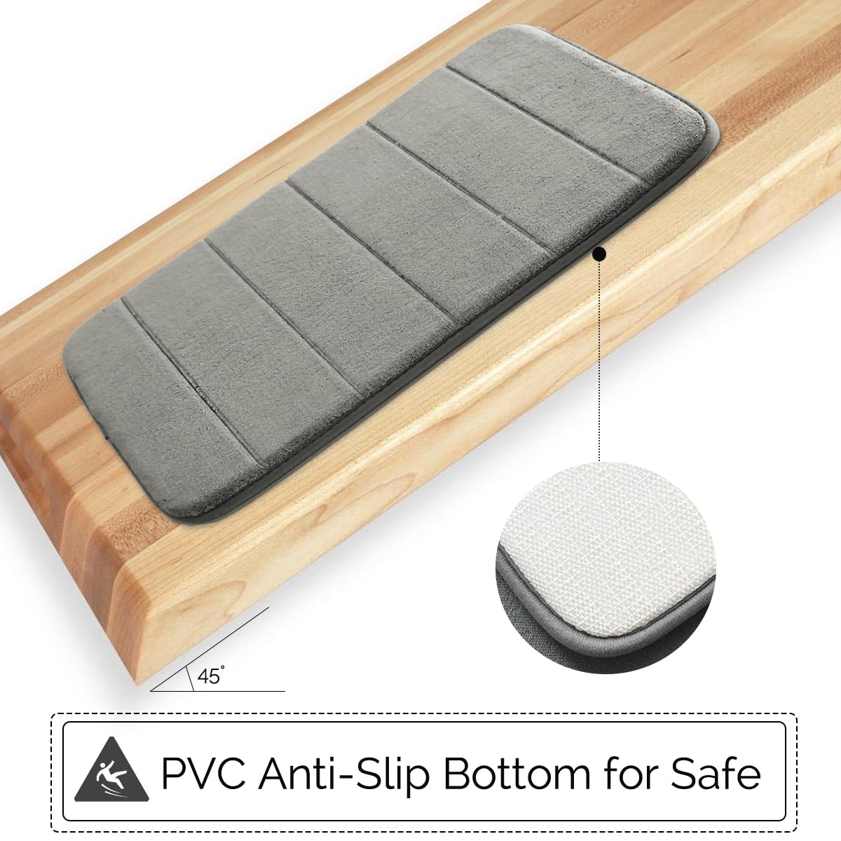 Tappeti da bagno per il bagno assorbenti, in memory foam, antiscivolo, set di 3 tappetini da bagno grigio chiaro