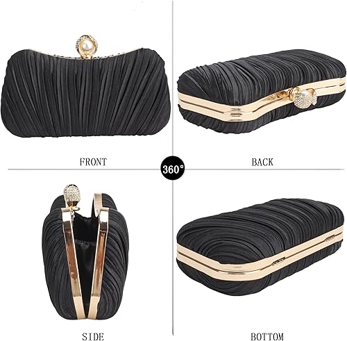 Miniatura 5 de Bolso de mano Bolso de noche de perlas de satén Bolso de mano con correa de cadena Bolso de hombro