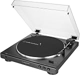 Amazon product image of Audio-Technica AT-LP60X-BK Fully Automatic Belt-Drive Stereo Turntable, Black, Hi-Fidelity, Plays 33-1/3 and 45 RPM Vinyl Records, Dust Cover, Anti-Resonance, Die-Cast Aluminum Platter