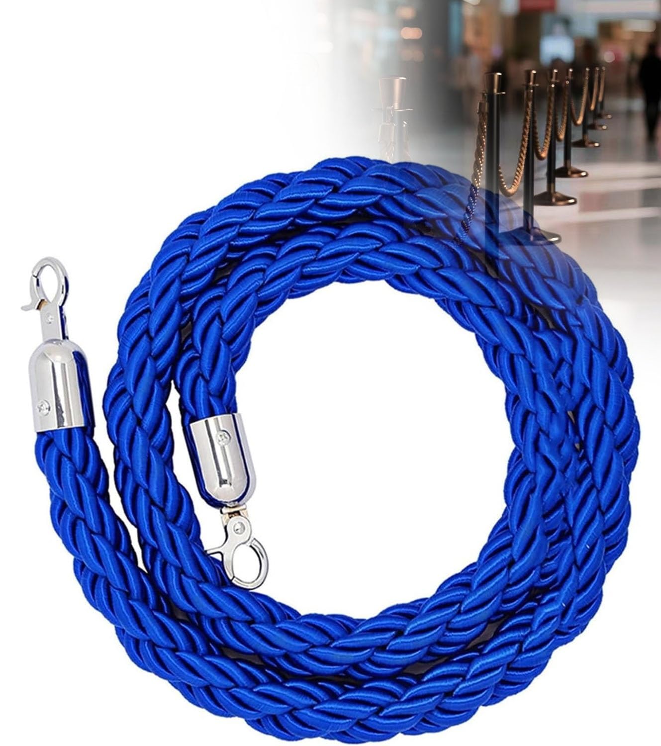 Corde de barrière rétractable 2m avec crochet pour poteaux de guidage