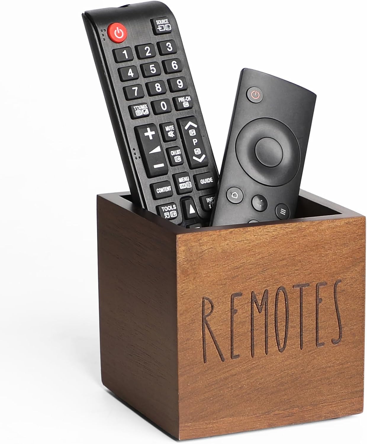 Acacia Wood Remote Control Holder, TV Remote Holder, Remote Organizer for Table,Home,Living room, bedroom for Wooden Remote Box (Brown, S,for 2 or 3 Remote Controls)