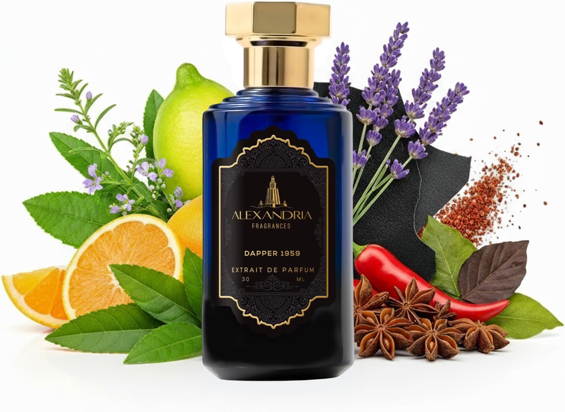 Alexandria Fragrances Dapper 1959 Eau De Parfum for Men - Long Lasting Luxury Perfume with Sicilian Citrus, Lemon Verbena, Lavender, Pepper & Star Anise - Elegant Everyday Cologne for Men - 30ml