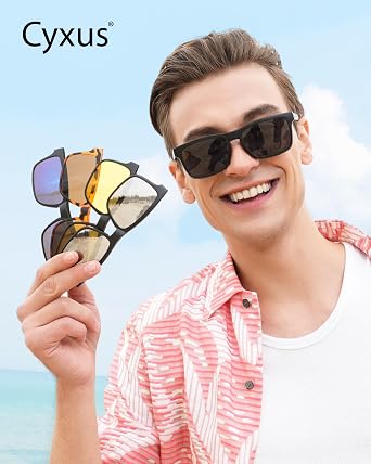 Cyxus Magnetic Clip-On Sunglasses Polarized Men Women UV Protection for Night Driving Fishing Golf Cycling P1573