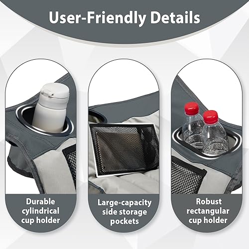 Miniatura 7 de Silla de campamento de gran tamaño, sillas de camping plegables portátiles con bolsillo lateral, portavasos y bolsa de transporte, sillas de