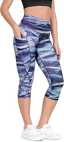Miniatura 715 de ODODOS - Leggings tipo capri de mujer, no se traslucen y modelan el abdomen, con cintura alta y bolsillos; para hacer yoga, atletismo, ejercicio