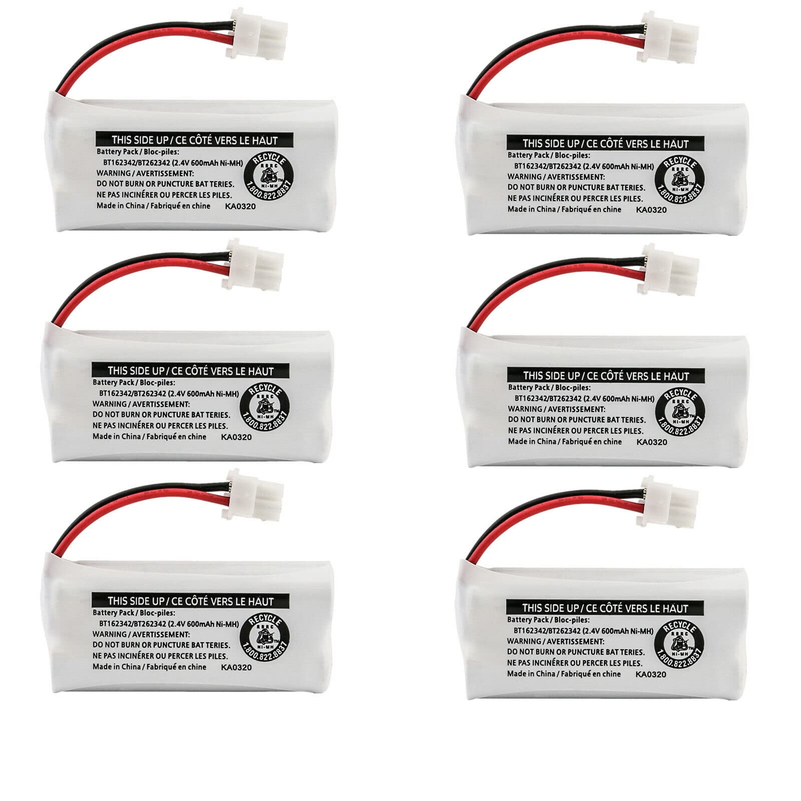 Kastar 6-Pack Battery Replacement for Vtech CS6400 CS6409 CS6419 CS6419-2 CS6419-3 CS6419-4 CS6419-15 CS6429 CS6429-2 CS6429-3 CS6429-4 CS6429-5 CS6429-16 CS6449 CS6449-2 CS6449-3 CS6509 Handset