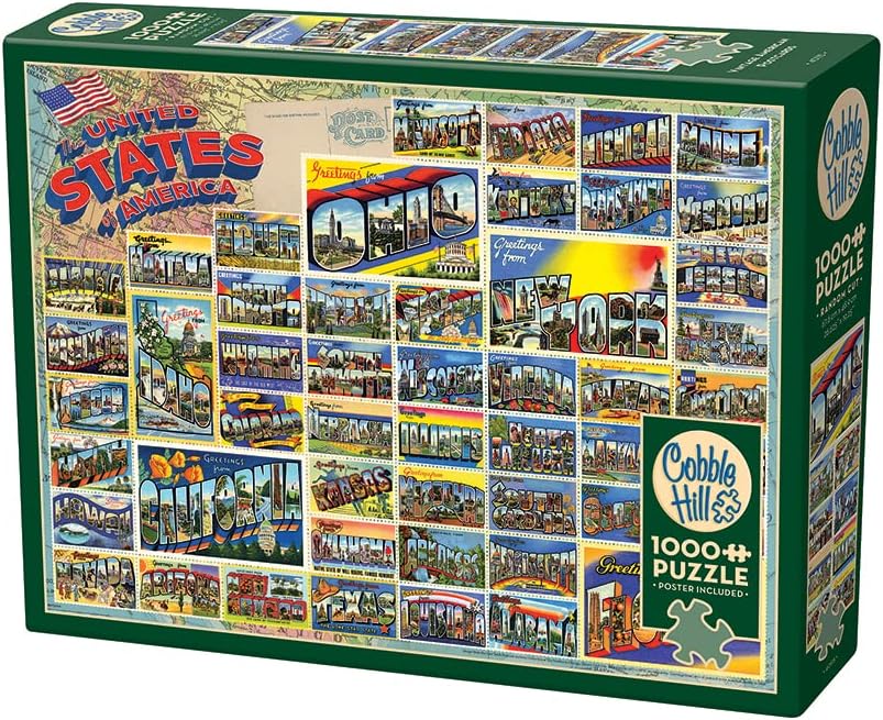 Miniatura 4 de Cobble Hill - Rompecabezas de 1000 piezas, postales americanas vintage, póster de muestra incluido
