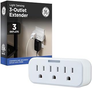 GE Outlet Extender, Guide Light, 3 Outlet Multi Plug Wall Power Splitter