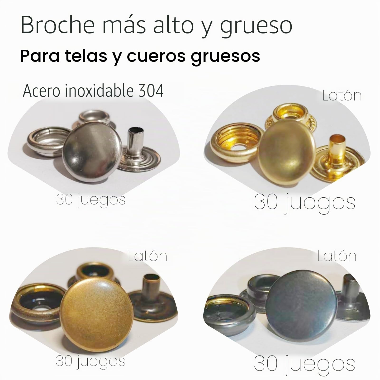 Set de botones a presión de metal, 120 conjuntos con herramientas, 15 mm para mochilas de camisa de cuero grueso cinturones de bolsa de sombrero, cuero de bricolaje