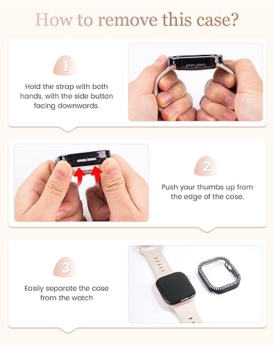 Miniatura 8 de Goton Paquete de 4 fundas para Apple Watch Series 654SE de 1.732 pulgadas (1.732 in), protector de pantalla con diamantes de imitación para mujer,