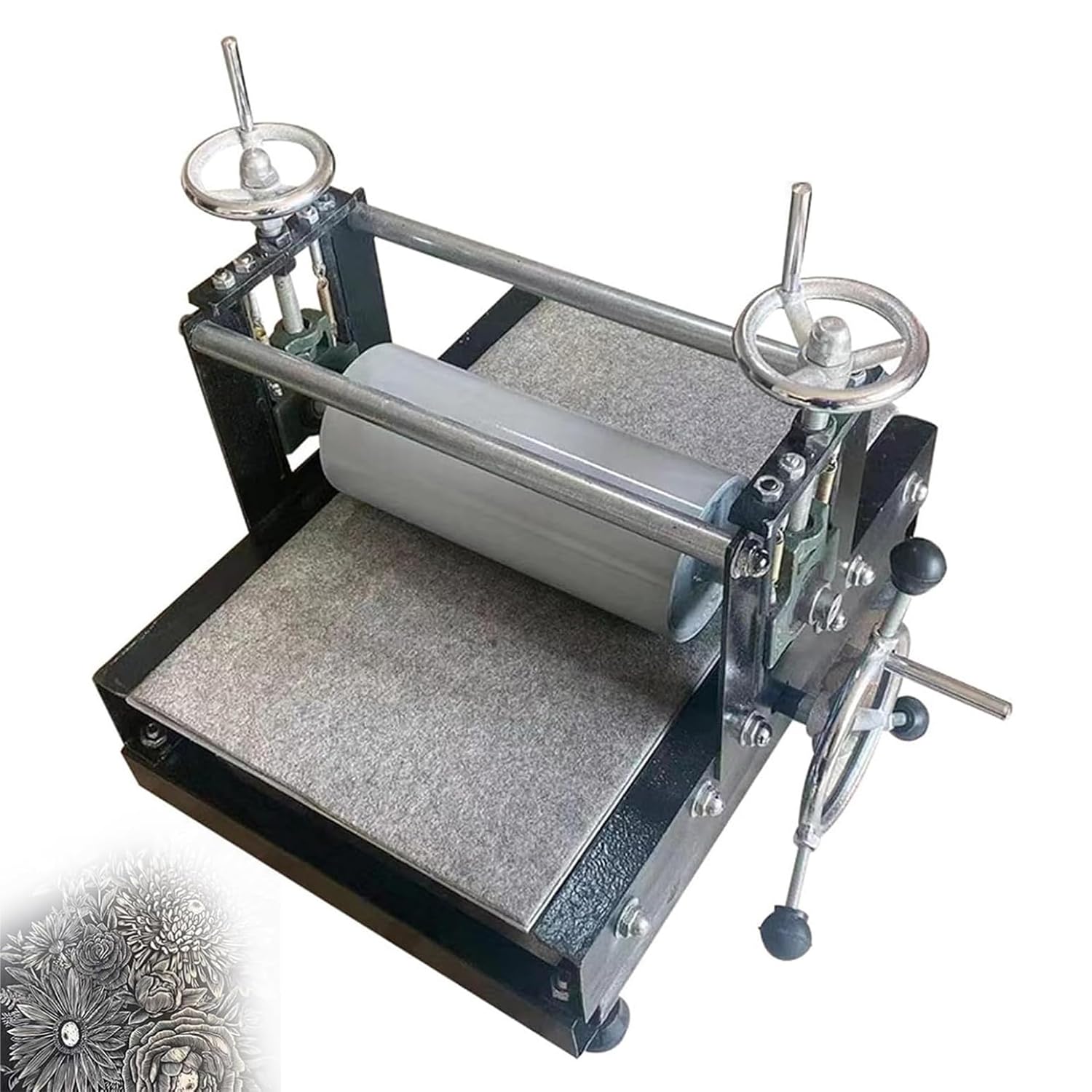 Prensa de impresión de grabado manual, volante grande, altura ajustable, 390 x 543 mm, para monotipo de bloque y tipografía