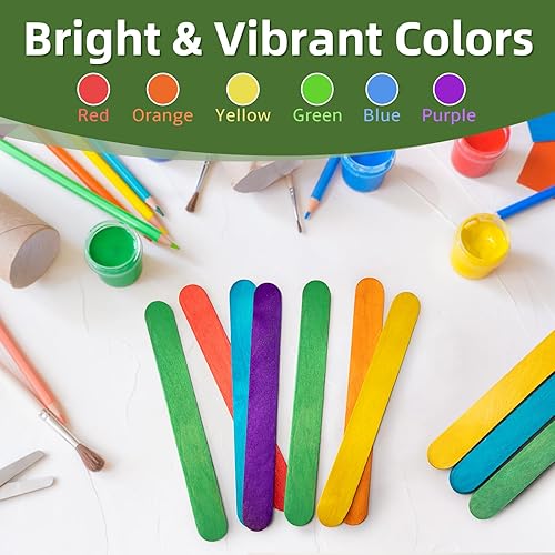 Miniatura 5 de WISYOK Palitos de manualidades jumbo de 8 pulgadas de colores, 60 piezas de madera natural extra grandes, palitos de paleta de madera arcoíris,