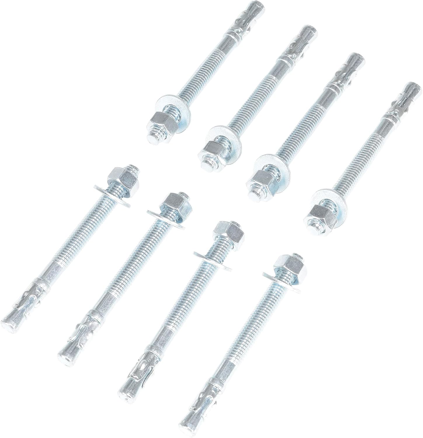 Vestil AS-125-8PK Steel Concrete Sleeve Anchor Bolts 8 Pack 1/2 in. x 5 in. Silver