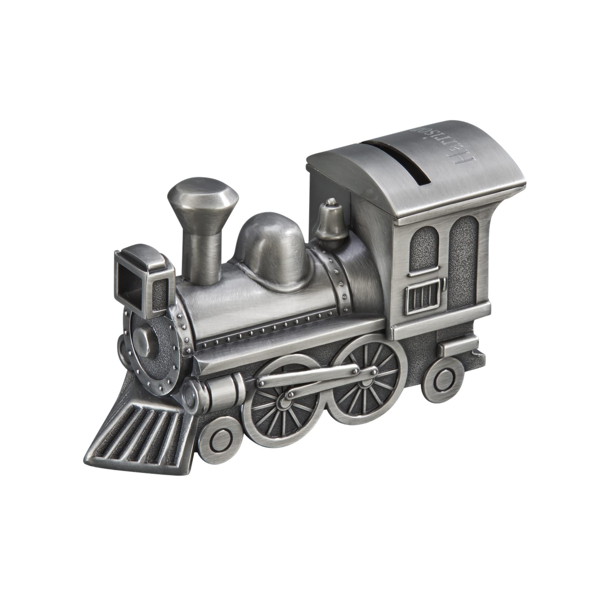 Creative Gifts International Creative Gifts Choo Choo Train Personalized Kids Piggy Bank, Custom Engraved Children's First Coin Bank for Boys and Girls of Silver 022168 0