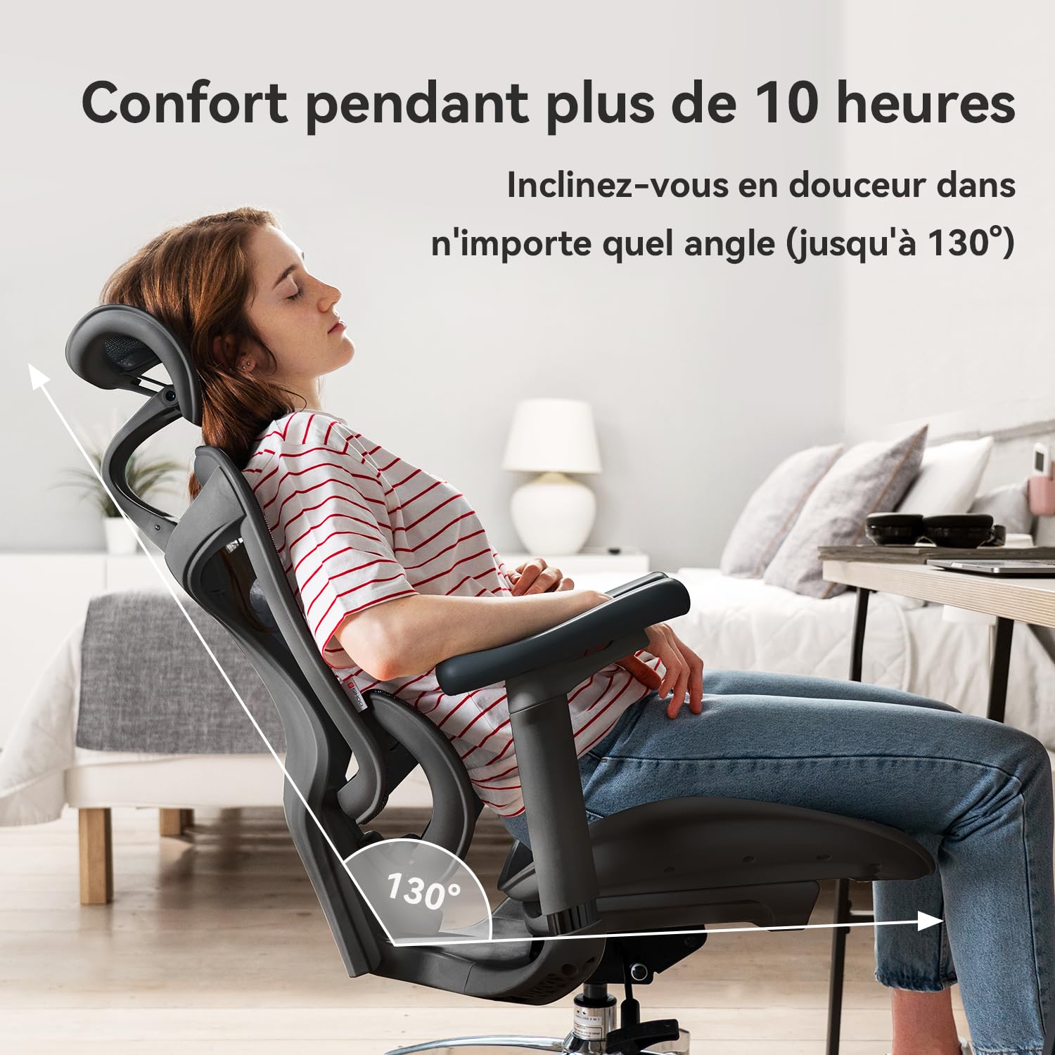 SIHOO Doro C300 Chaise de Bureau Ergonomique avec Accoudoirs Ultra Doux en 3D, Soutien Lombaire Dynamique pour Chaise Bureau à Domicile, Fauteuil de Bureau avec Dossier réglable(Noir)
