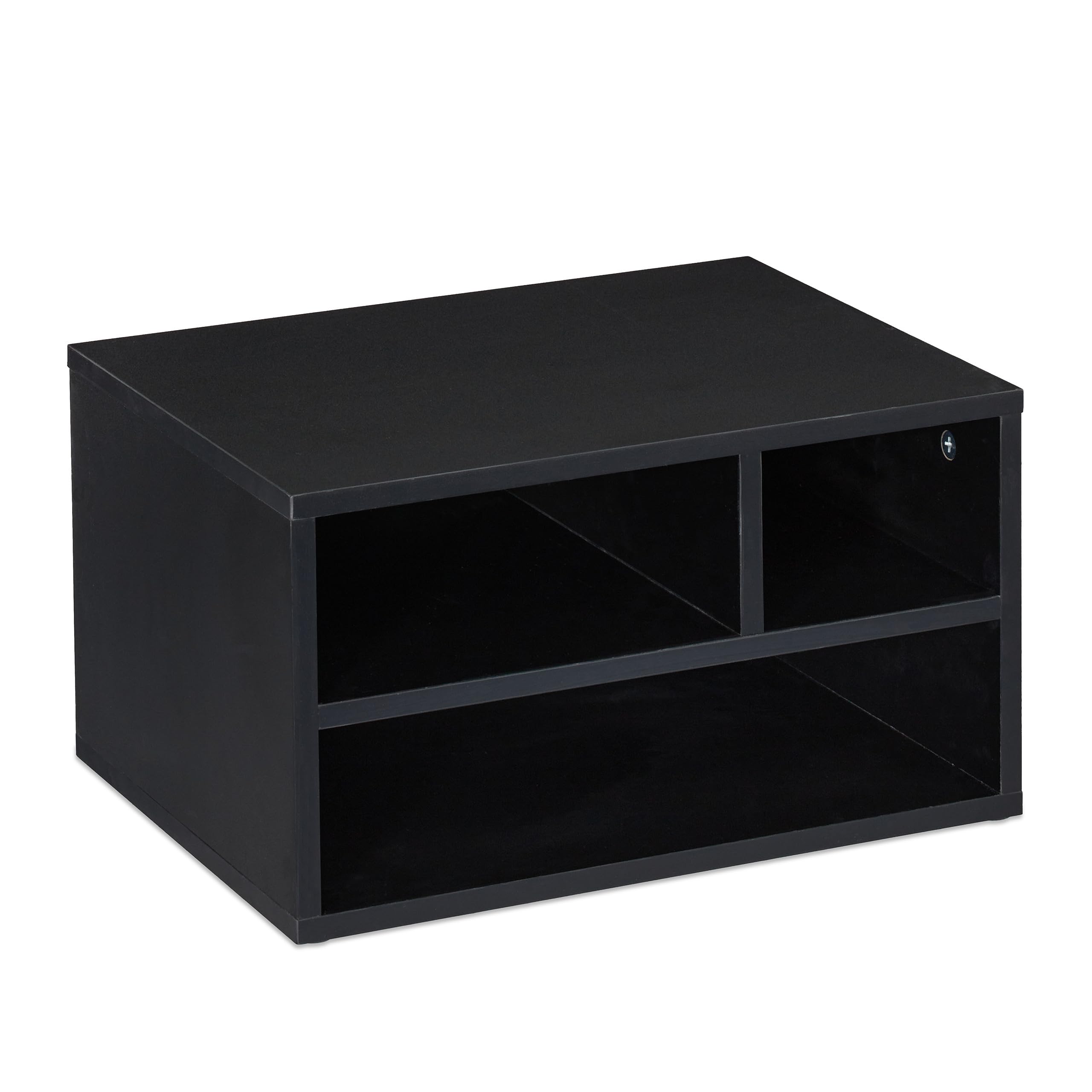 Relaxdays Support d’imprimante Table de Travail, 3 Compartiments, étagère, aggloméré, Petit Meuble, HxlxP