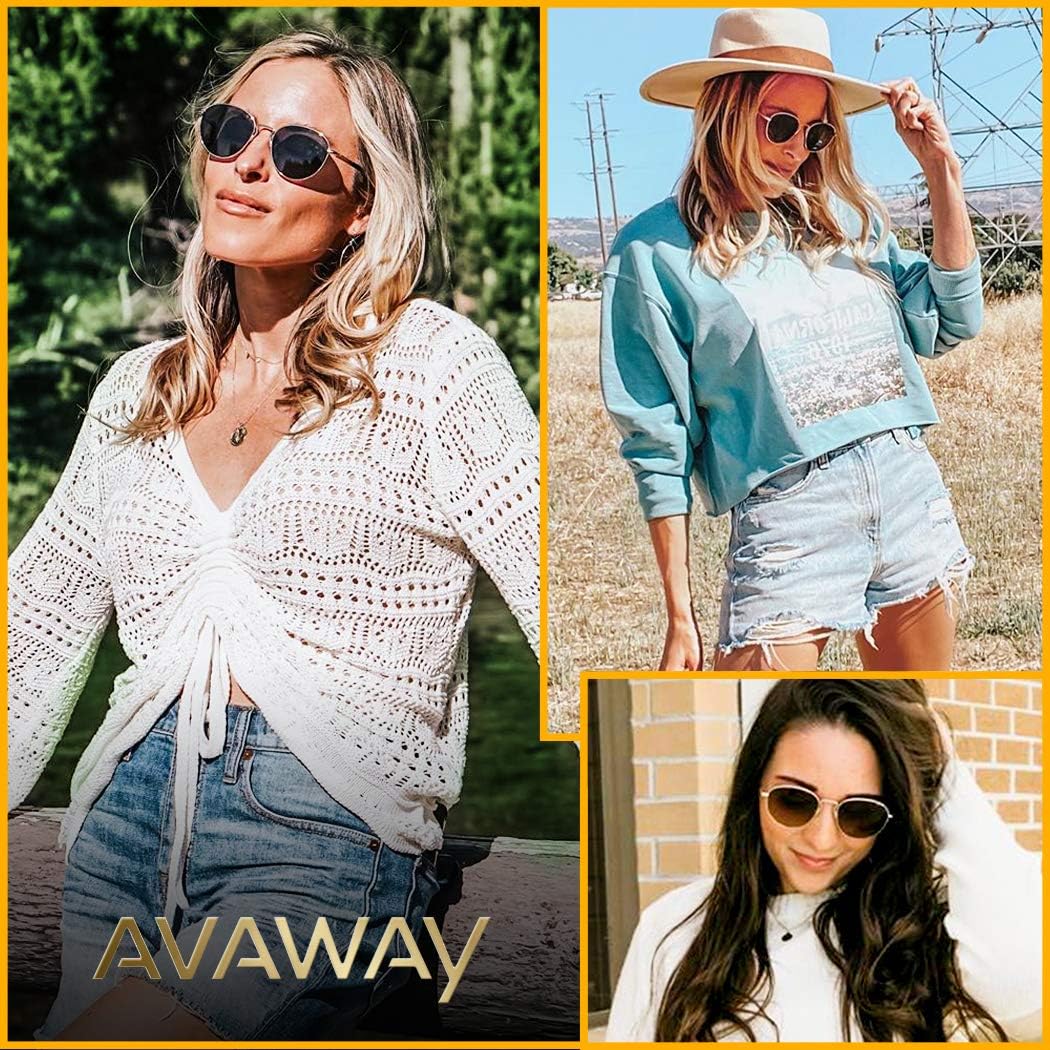 AVAWAY Polarized Sunglasses for Women UV Protection Women's Retro Classic Shades with Acetate Arms Metal Frame - Image 2
