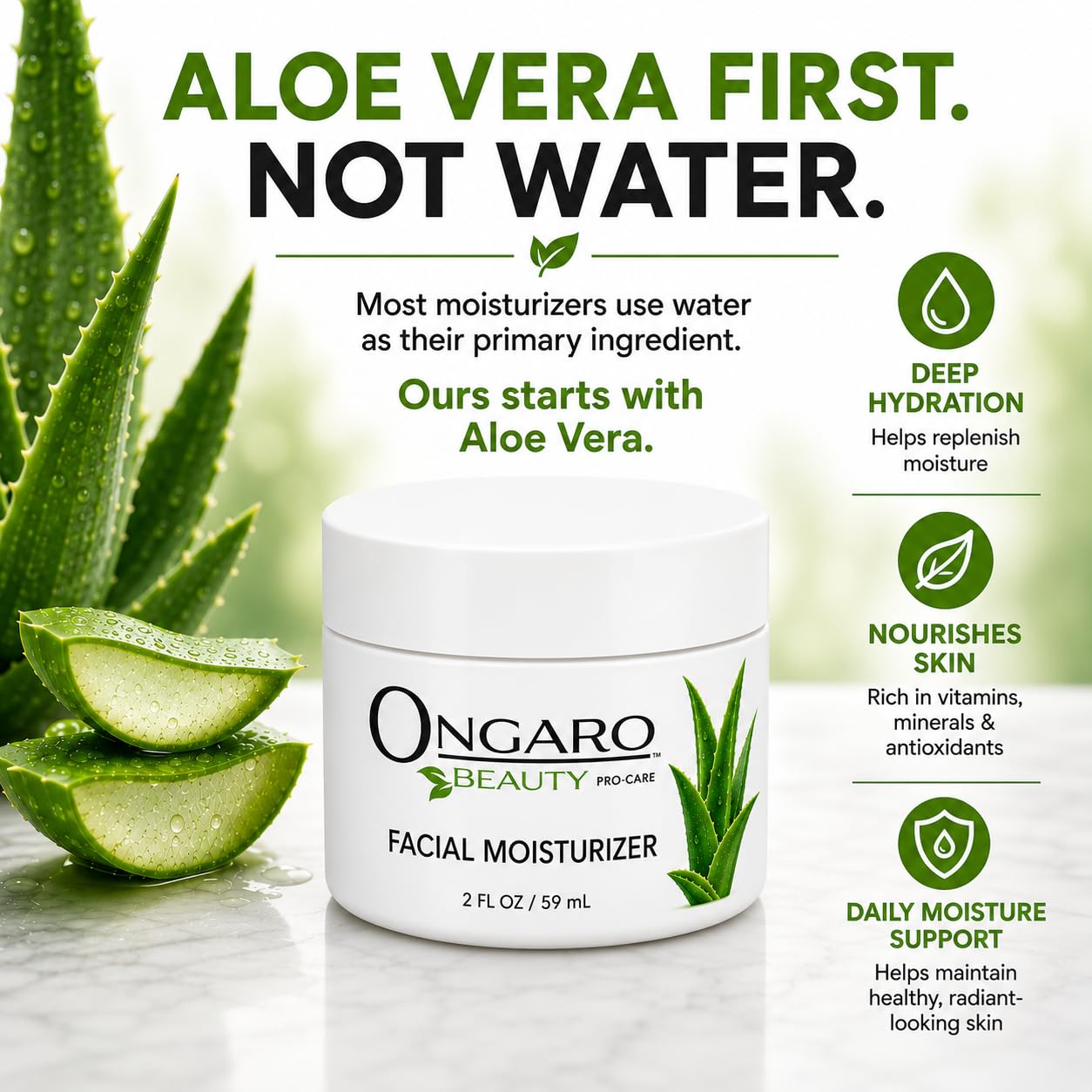 Ongaro Beauty Probiotic Face Moisturizer with Aloe Vera and Hyaluronic Acid