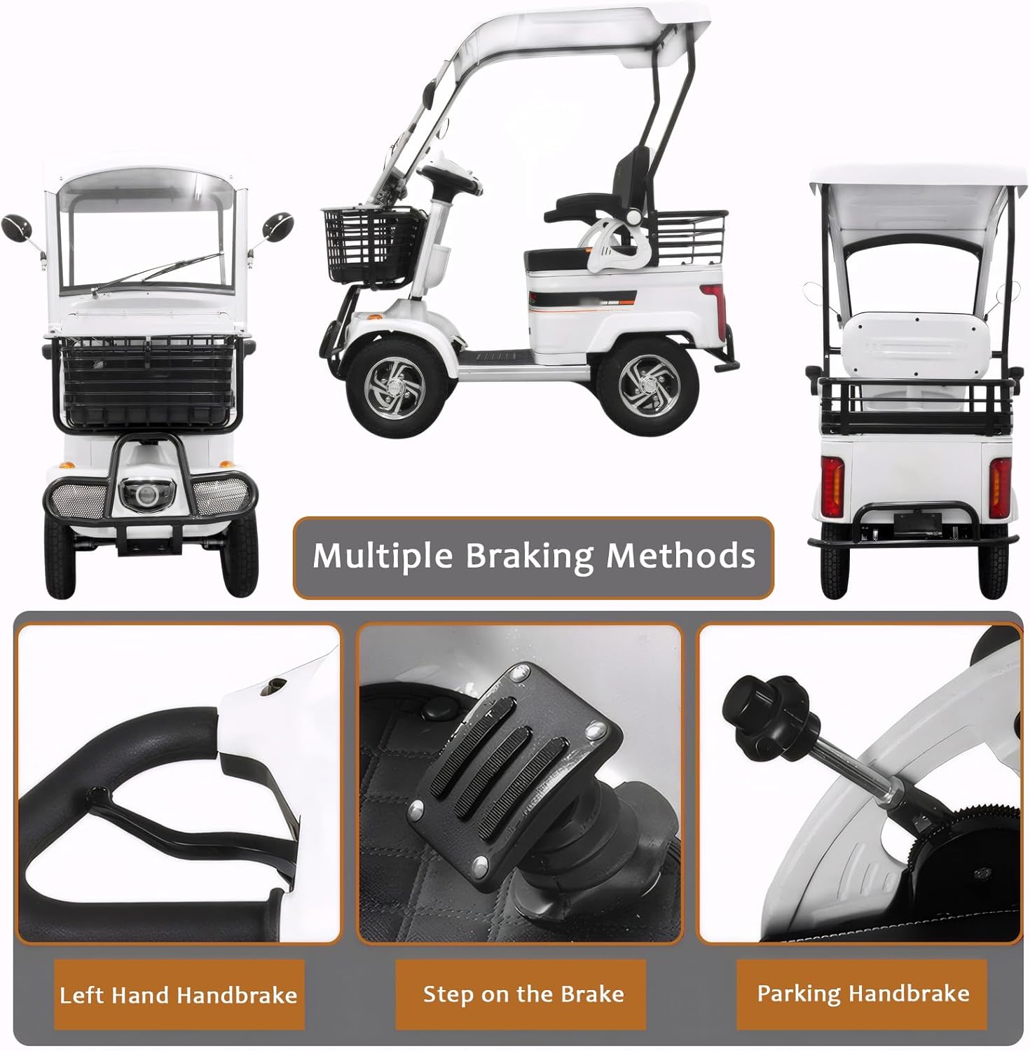 Electric Golf Cart with 800W Motor, Convenient Storage Box, Powered Mobility Scooters for Adults, Ideal for Golf Course, Outdoor Leisure and Senior Living (Lead Acid battery-800W+60V32AH)