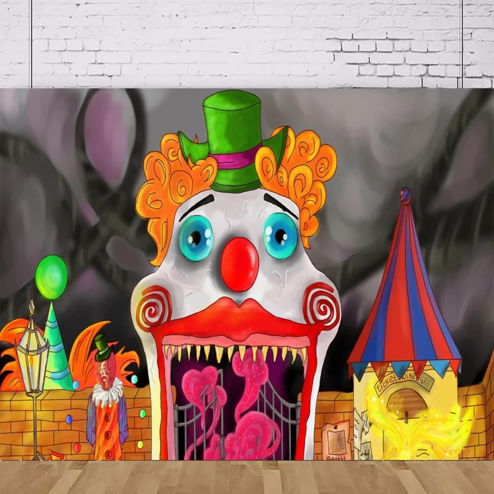 Horror Cyrk Halloween tło fotograficzne dla olbrzymich dzieci urodziny impreza tło baby shower ciasto dekoracja stołu
