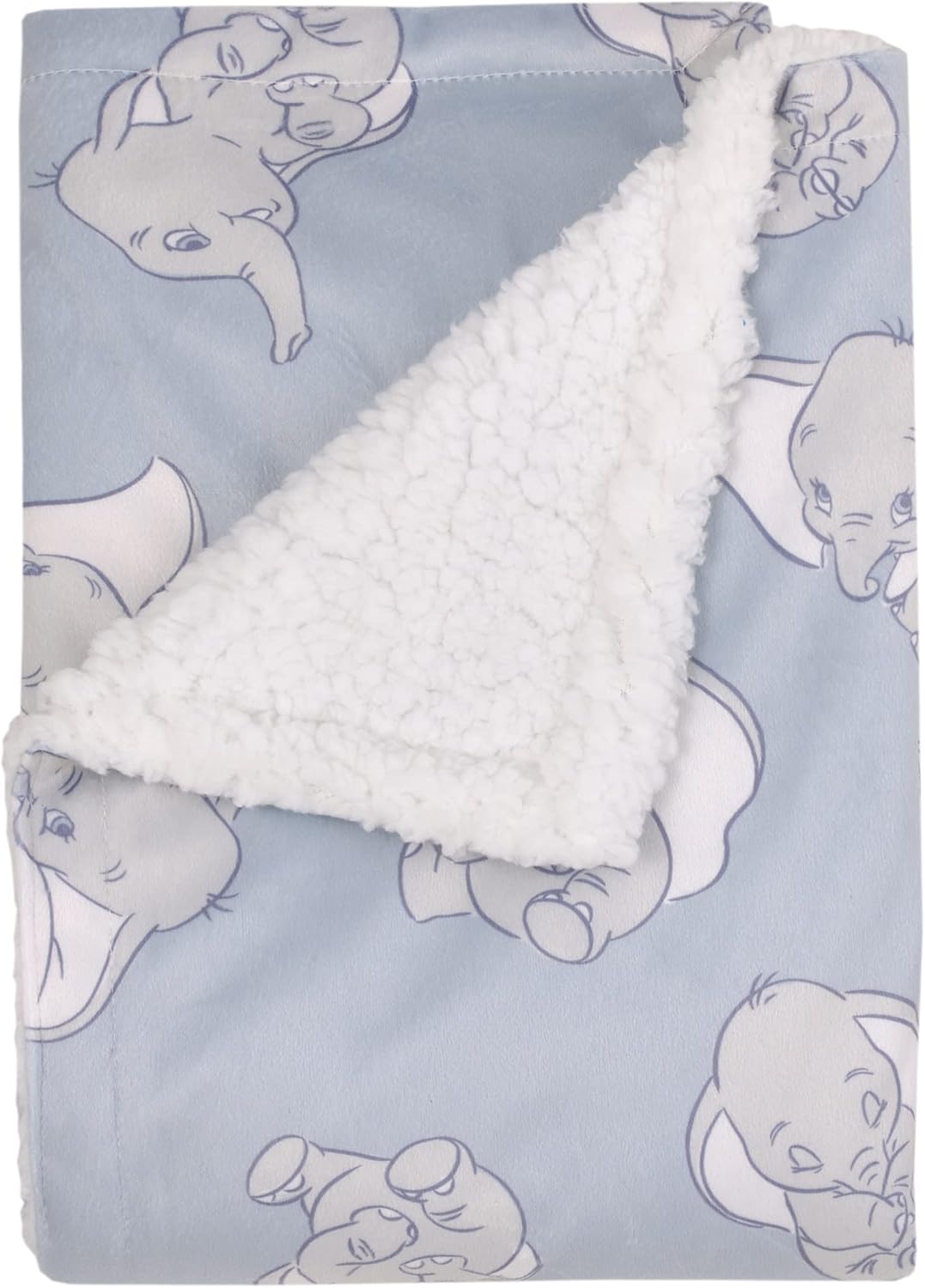 Disney Dumbo Sweet Little Baby Light Blue and White Super Soft Sherpa Baby Blanket