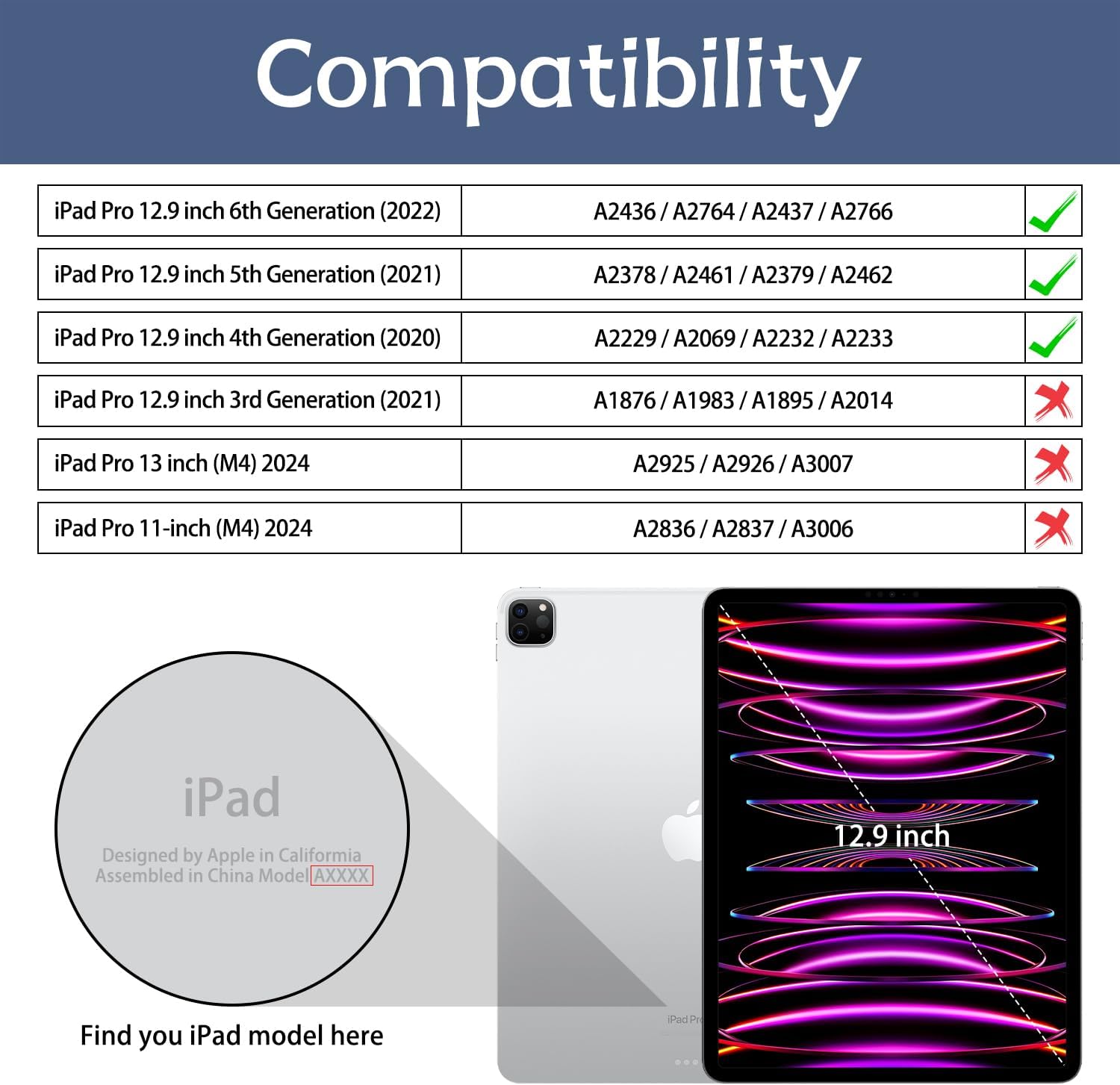 Case for iPad Pro 12.9 inch 6th/5th/4th Generation(2022/2021/2020), Protective Case with Pencil Holder, Auto Wake/Sleep Trifold Smart Stand Cute Girly Cover for iPad Pro 6th Gen, Flower Black