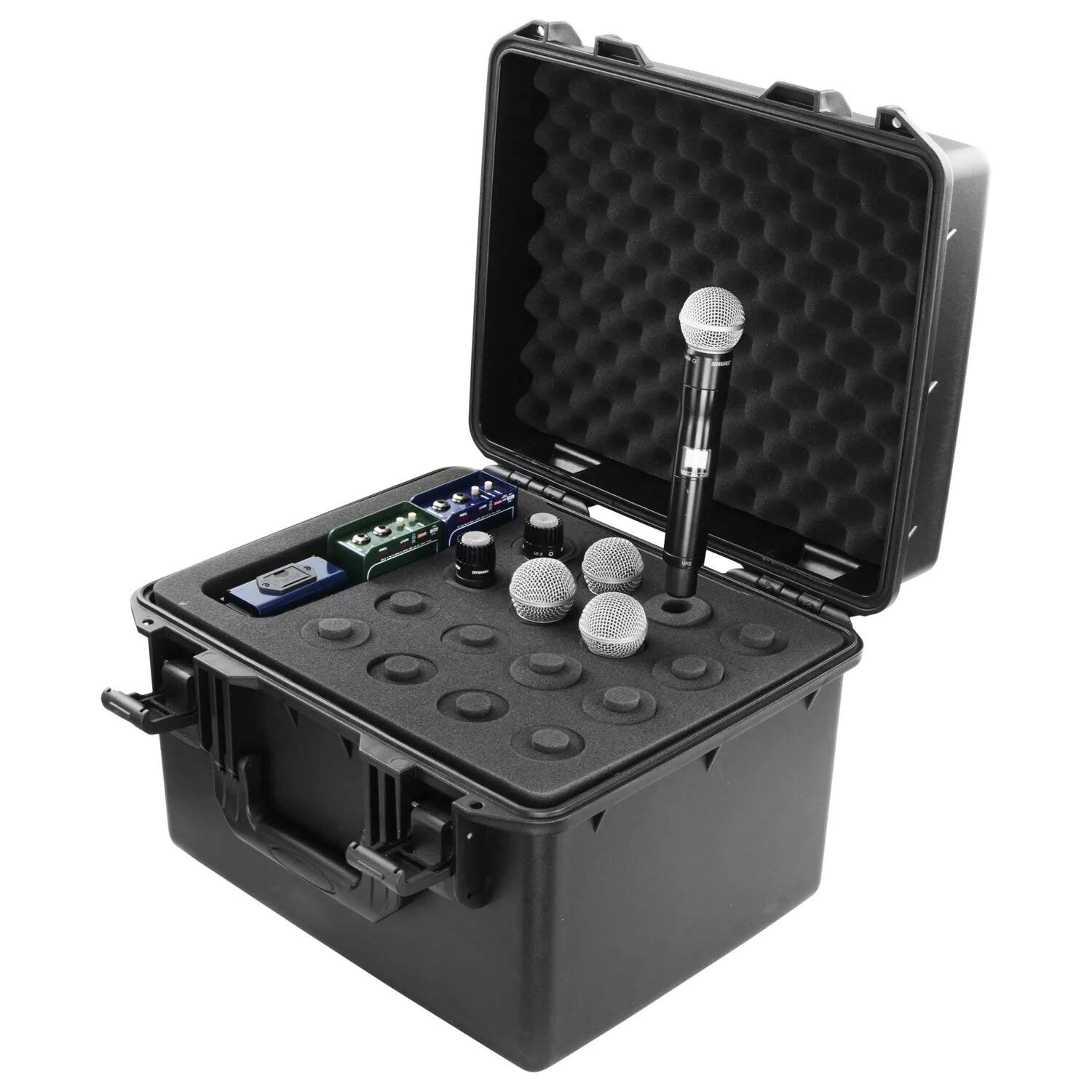 Odyssey Cases Vulcan Series Handheld Microphone Case (Holds 16) with Storage