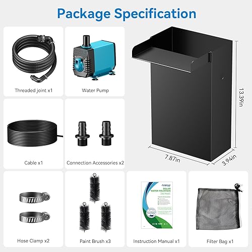 Miniatura 7 de POPOSOAP Juego de cascada de estanque con kit de bomba, caja de cascada de estanque de acero inoxidable 304 con estanque de 9.8 pies corrugado, tubo