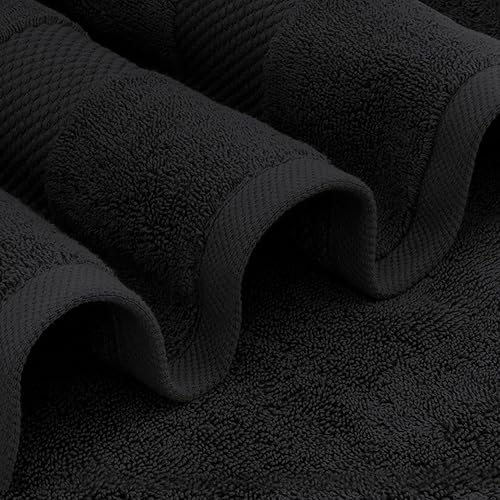 Miniatura 3 de White Classic Juego de toallas de baño negras de lujo, algodón peinado absorbente de calidad de hotel, 8 piezas, 2 toallas de baño, 2 toallas de