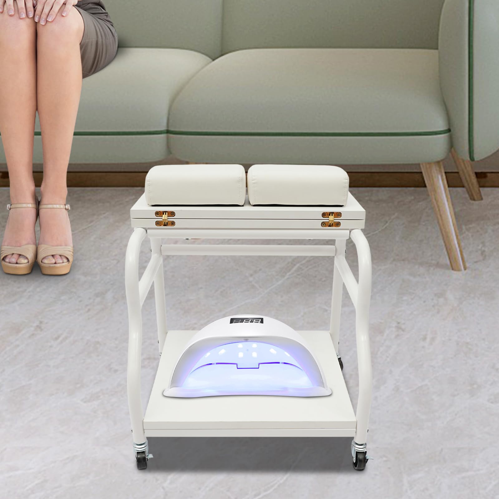 FußBad SPA Wagen, FußBadwagen, Trolley FüR FußBad Mit 4 Universal-RäDer, Tragbarer Kosmetikwagen ManiküRe FußStüTze FüR FußBäDer, FußManiküRe, FußManiküRe, FußMassagen (Weiß)