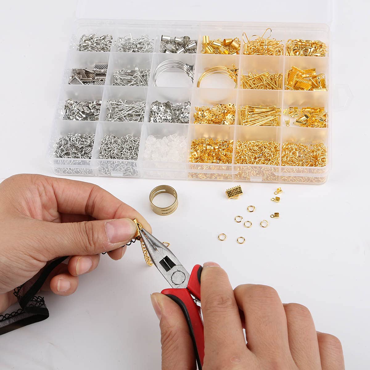 Zyranfa 124 PCS Catene per Creazione di Gioielli Portacavi, Placcata con Moschettone, Collana