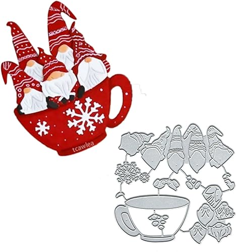 DDeehs 5Pcs Little Santa Metal Die Cuts,Merry Snata Snowflake Cup Cutting Dies Cut Stencils DIY Scrapbooking Album Decorative Embossing Paper for