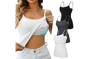 Super Comfort 3-Pack Built-in Bra Shelf Cami Tank Tops for Women