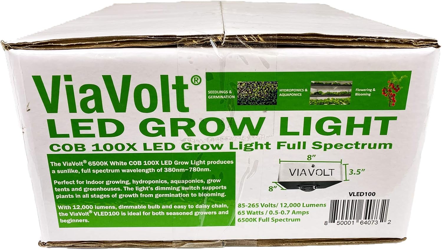 Grow Light, 6500K Full Spectrum, Cree COB LED, 65 Watts,12,000 Lumens