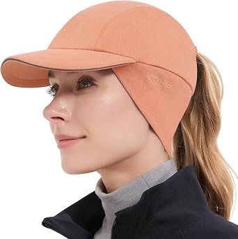 GADIEMKENSD Womens Winter Reflective Fleece Ponytail Hat with Drop Down Ear Warmer