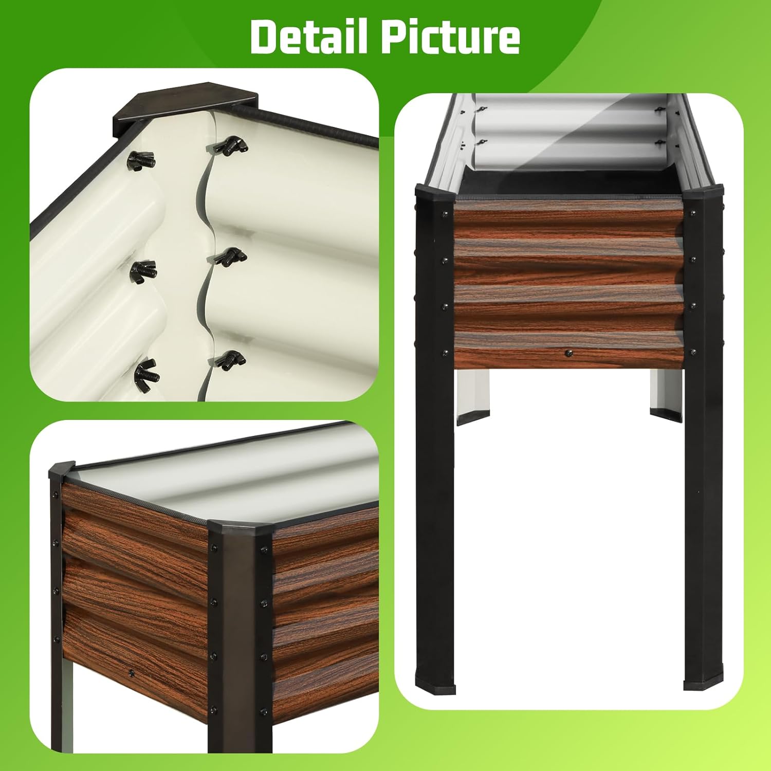 SnugNiture Raised Garden Bed with Legs, 2PCS 48×18×32in, 3 Pcs 2x2x1ft Oval Metal Garden Bed