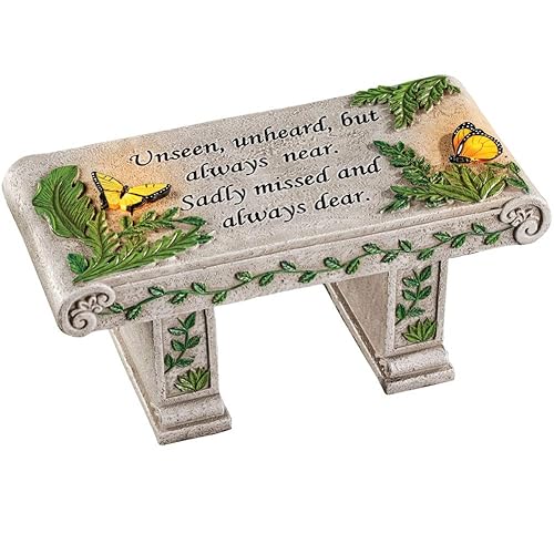 Collections Etc Solar Powered LED Outdoor Garden Memorial Bench with