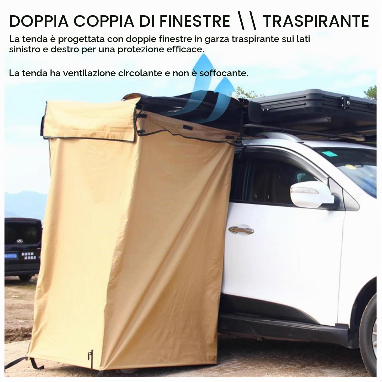 Tenda da Doccia con Tetto - WC Rifugi per La Privacy da Campeggio SUV Doccia Laterale per Auto, Spogliatoio Esterno Tenda da Doccia Bagno Tende Istantanee, Striscia Luminosa a LED