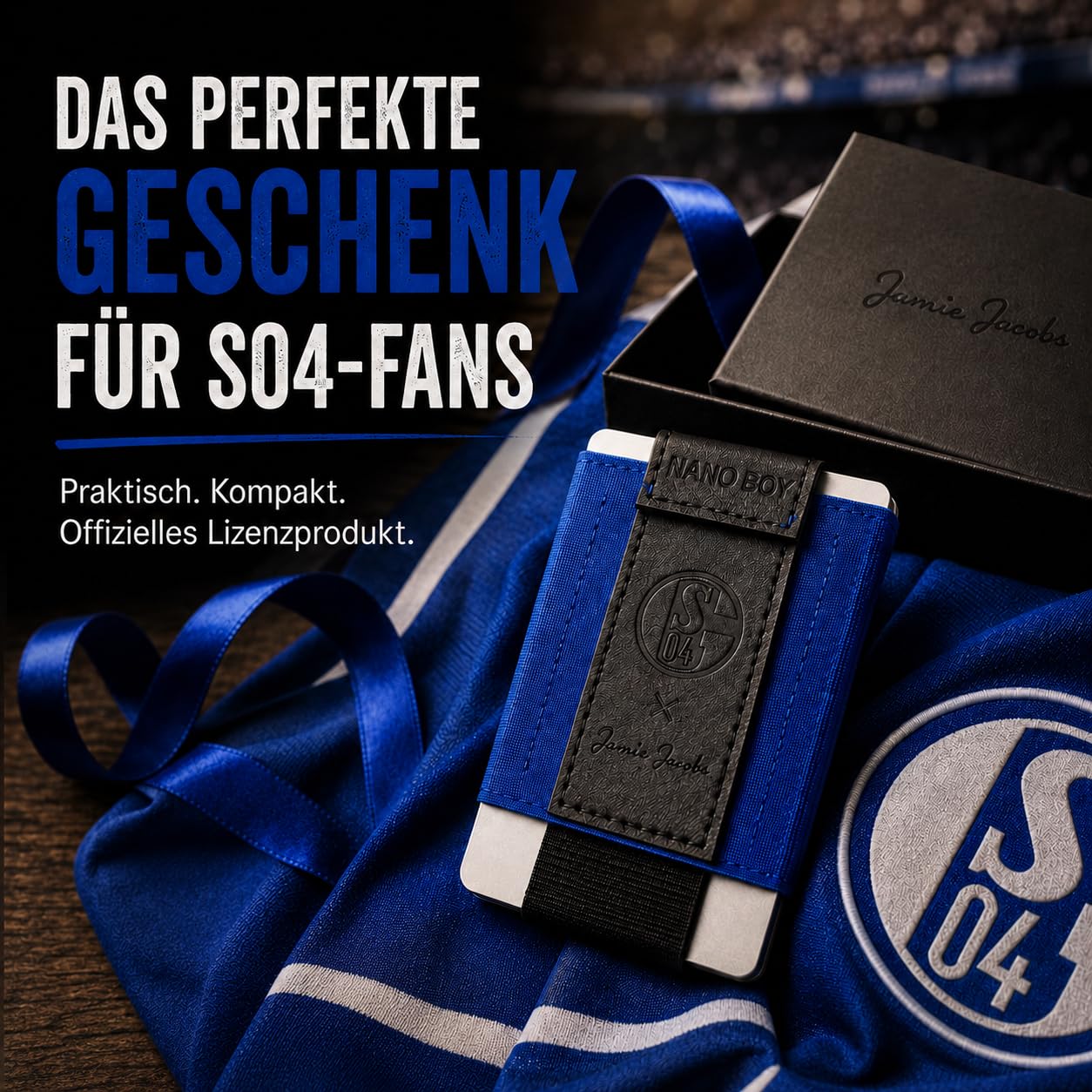 Jaimie Jacobs Nano Boy Pocket Schalke 04 Fanartikel Geldbörse (Königsblau) | FC Schalke 04 Fanartikel: kleiner Geldbeutel aus Textil mit Zugband und Münzfach, Platz für 13 Karten