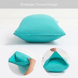 Jersey Knit Small Pillowcases - Mini Pillow Cases for Travel or Toddler Pillows Sized 12x16, 13x18 or 14x20, Ultra Soft Envelope, Microfiber, Set of 2, Aqua