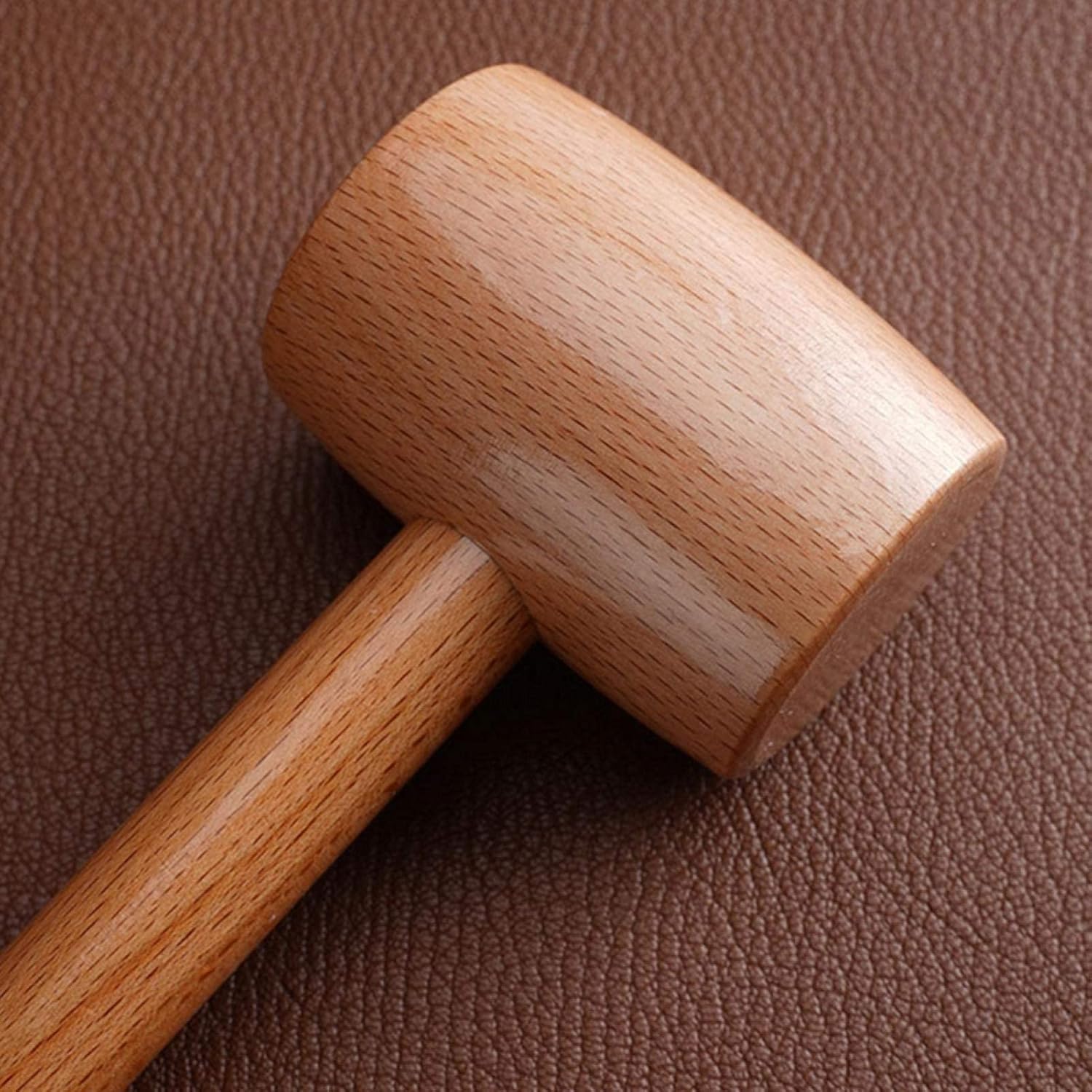 Solid Wood Hammer Leather Craft Tools Carving Beech Hammer Hand‑Made Diy Carpenter Mallet Apply for Leather Crafts,Strong and Sturdy