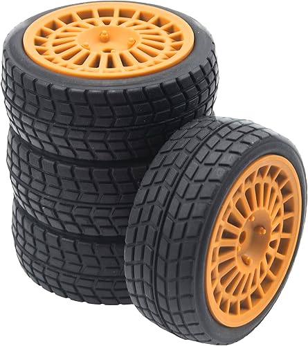 Miniatura 3 de OD2.75 pulgadas de nailon de 0.472 in, llantas de cubo hexagonal y neumáticos de goma compatibles con HSP Tamiya HPI Traxxas 110 112 en carretera,