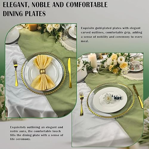Miniatura 8 de Juego de 10 platos de acrílico transparente de 13 pulgadas, elegantes platos decorativos para bodas, fiestas de vacaciones, reuniones familiares y