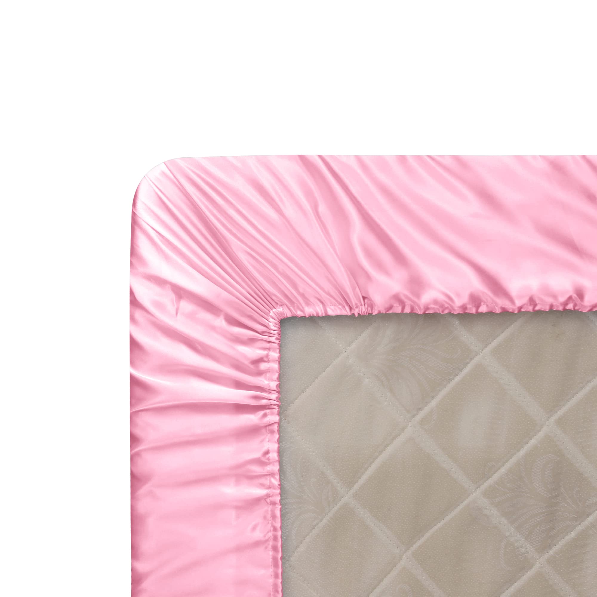 Homiest Pink Satin Fitted Sheet Twin Size, Deep Pocket, Luxury & Ultra Soft Bedding