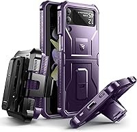 Vista 9 de Dexnor Funda a prueba de golpes para Samsung Galaxy Z Flip 4 5G, resistente funda protectora con soporte plegable, funda con clip para cinturón